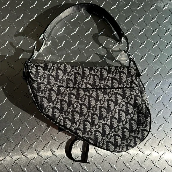 Dior Vintage Oblique Saddle Bag in Black - Picture 2 of 9